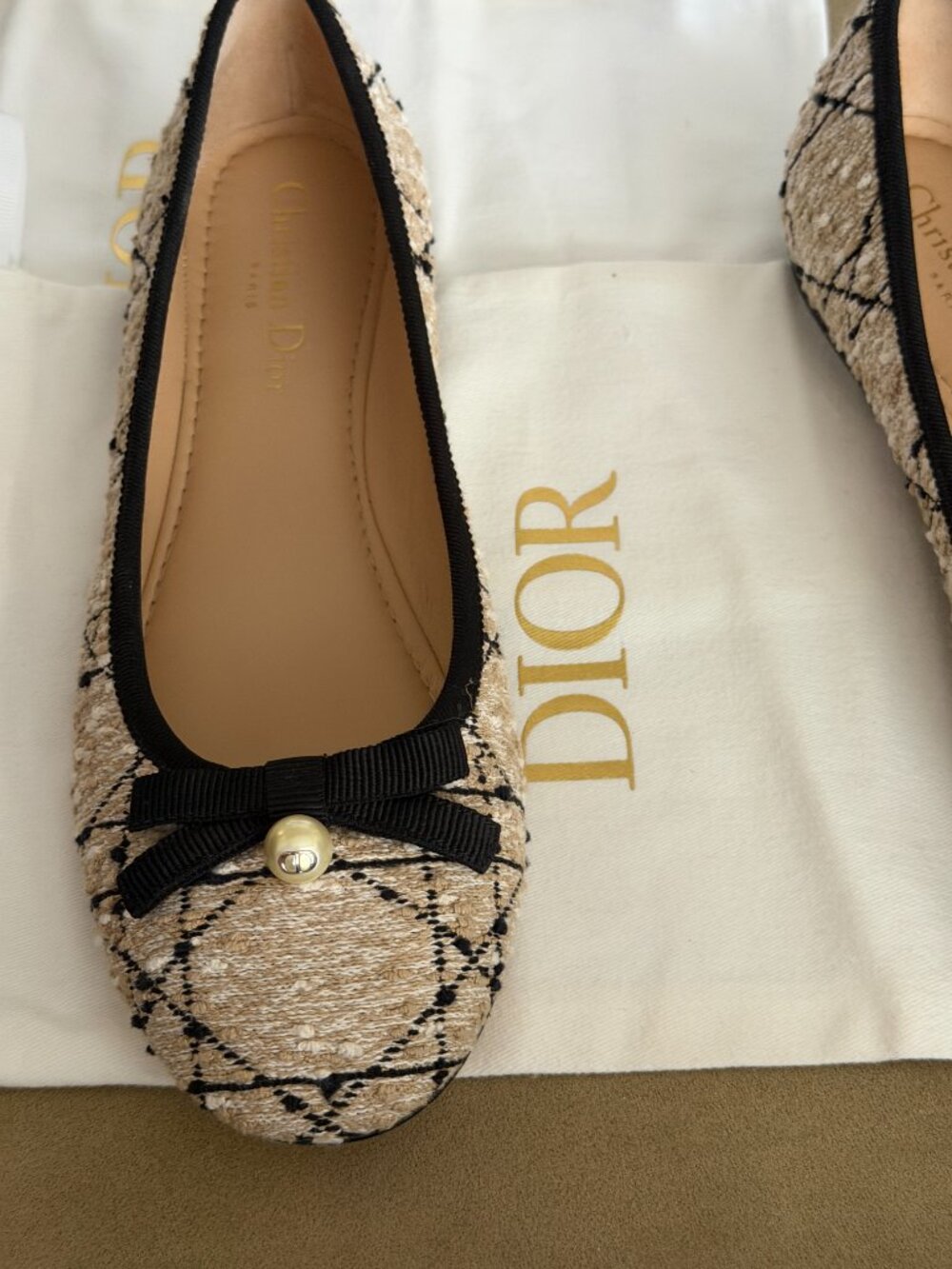 Christian Dior Cannage Tweed Ballerina Flats 39.5 - Picture 2 of 9